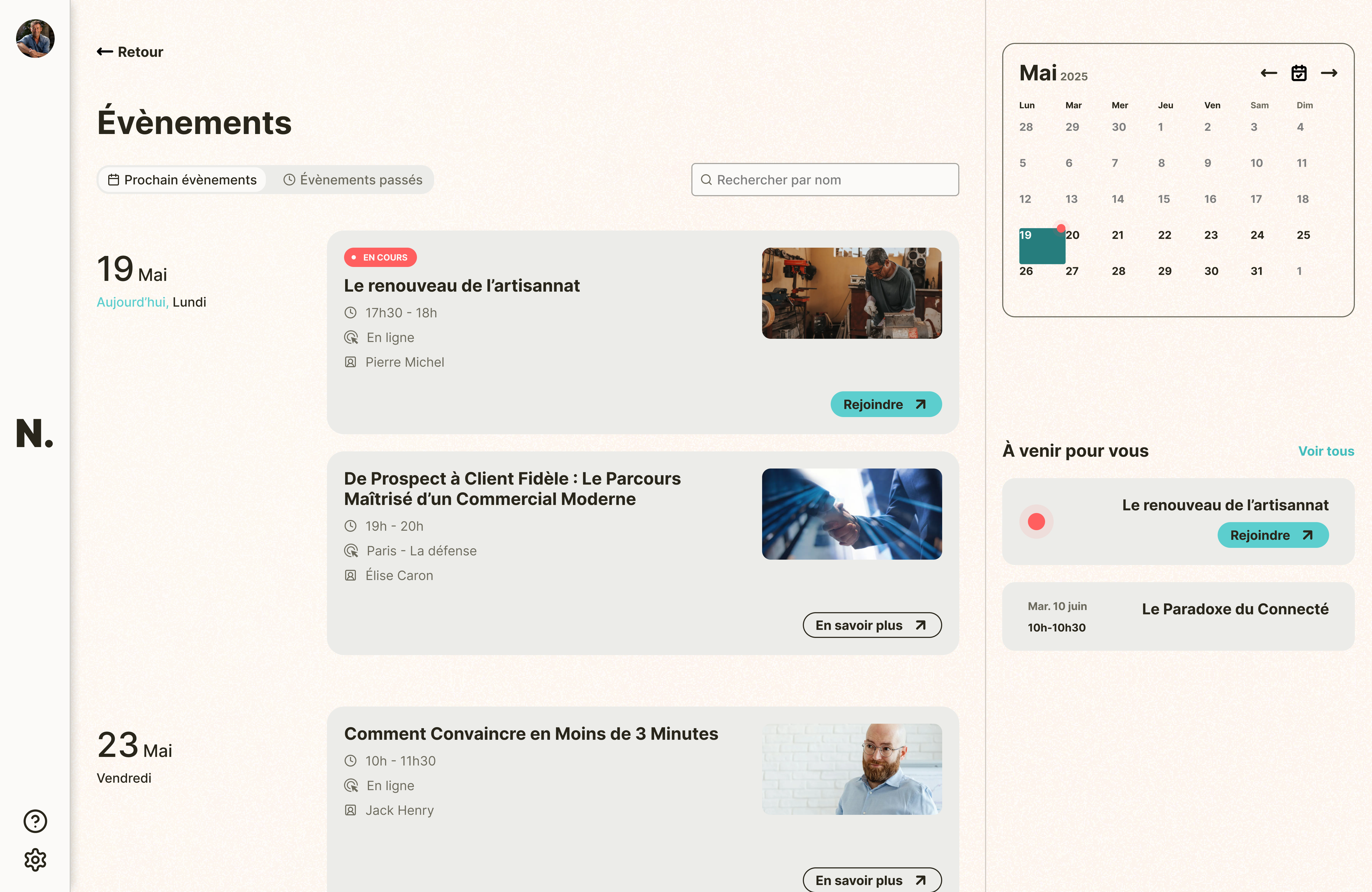 Aperçu de la gestion du mindset et des évènements à venir
